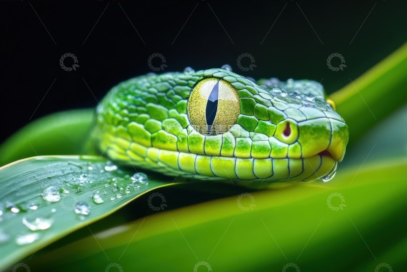 高清大图下载【趣麦麦图】竹叶青特写摄影