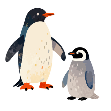 企鹅插画温馨亲子