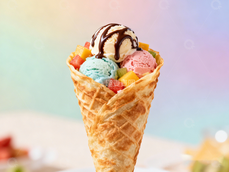 高清大图下载【趣麦麦图】色彩缤纷冰淇淋甜筒美食摄影