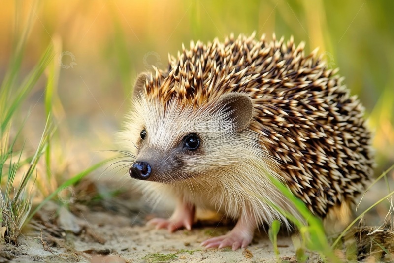 高清大图下载【趣麦麦图】土地上的一只小刺猬