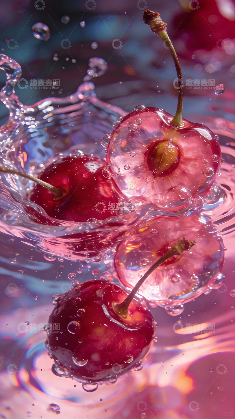 源文件下载【趣麦麦图】水中的樱桃切面6