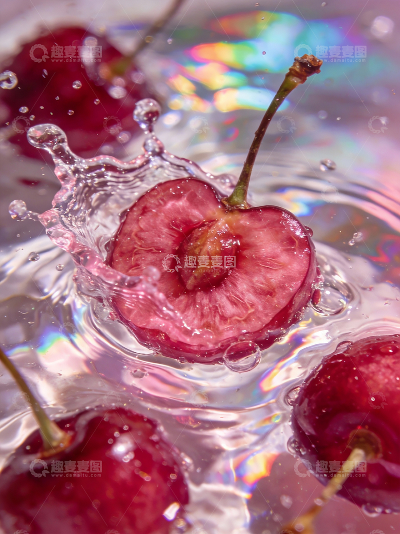 源文件下载【趣麦麦图】水中的樱桃切面8