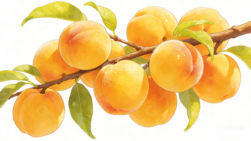 高清大图下载【趣麦麦图】水彩杏子果实插画设计素材