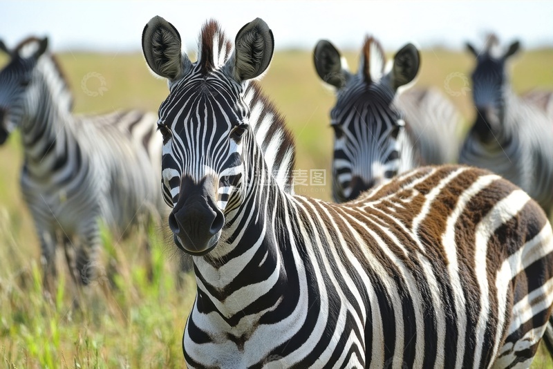 高清大图下载【趣麦麦图】草原上的斑马特写摄影