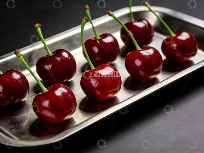 高清大图下载【趣麦麦图】金属盘樱桃美食摄影
