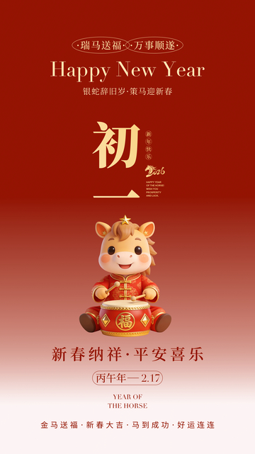 喜庆红色喜庆新年祝福海报设计