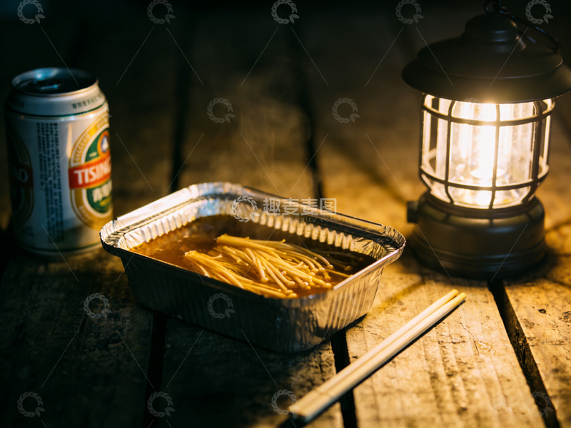 高清大图下载【趣麦麦图】夜晚野餐简餐静物摄影