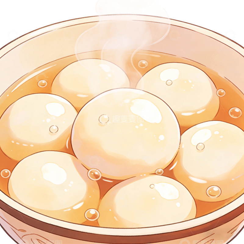 高清大图下载【趣麦麦图】汤圆美食插画