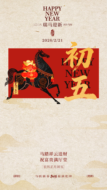 瑞马迎春初五新年海报