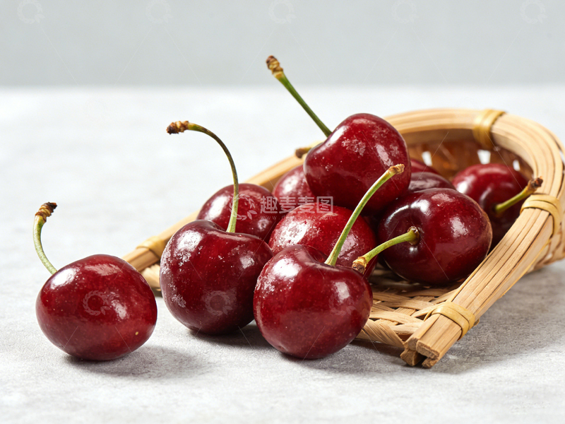高清大图下载【趣麦麦图】竹篮樱桃静物摄影