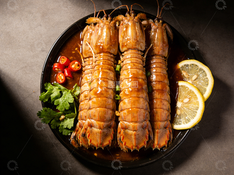 高清大图下载【趣麦麦图】海鲜美食烤虾爬子