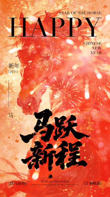 马跃新程喜庆新年海报设计素材
