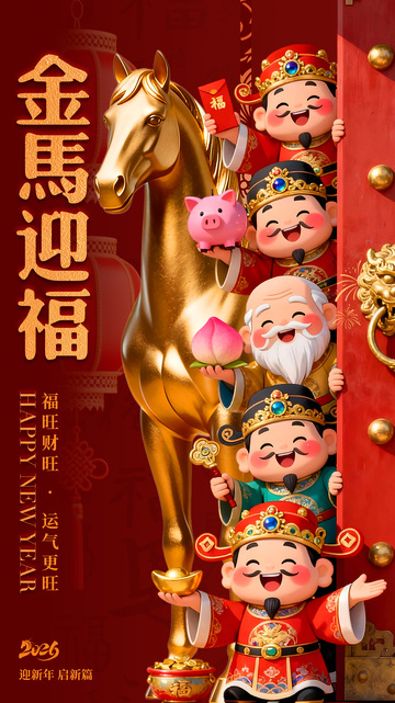 金馬迎福吉祥图