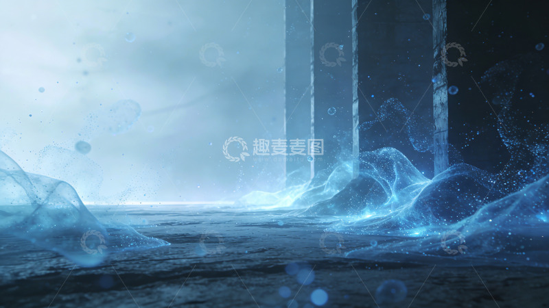 高清大图下载【趣麦麦图】科幻冰晶场景数字绘画