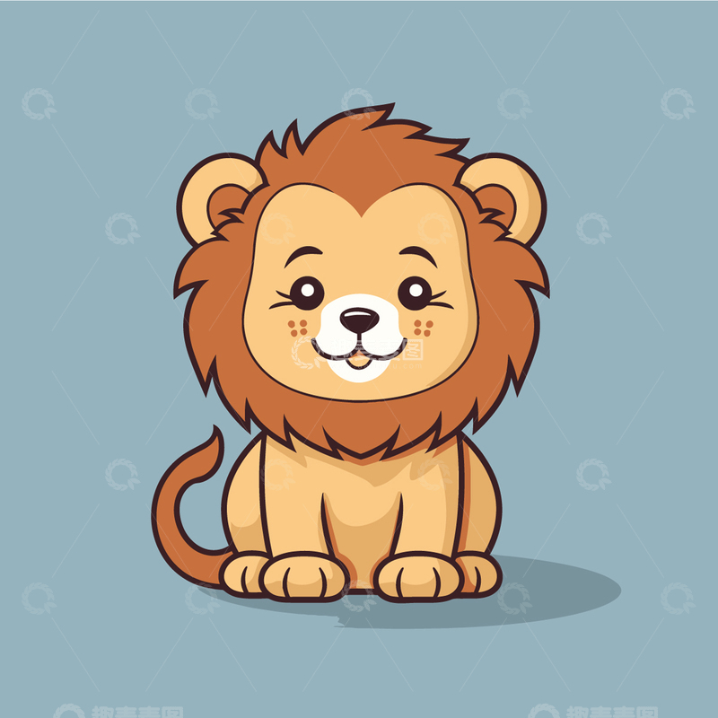 源文件下载【趣麦麦图】卡通狮子可爱插画