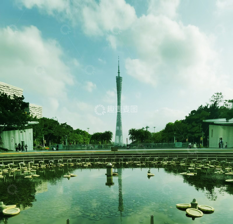 高清大图下载【趣麦麦图】广州塔倒影水面风光摄影