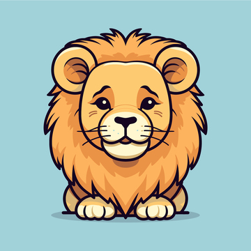 卡通狮子头像插画素材