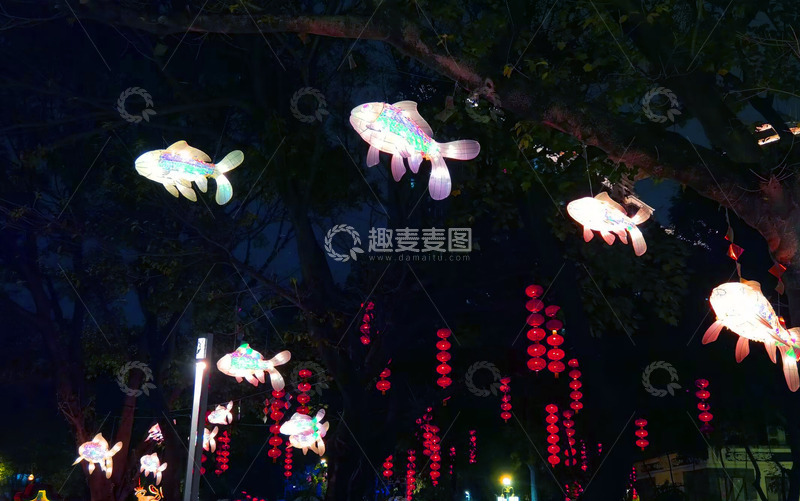 高清大图下载【趣麦麦图】夜晚灯光装饰节日氛围