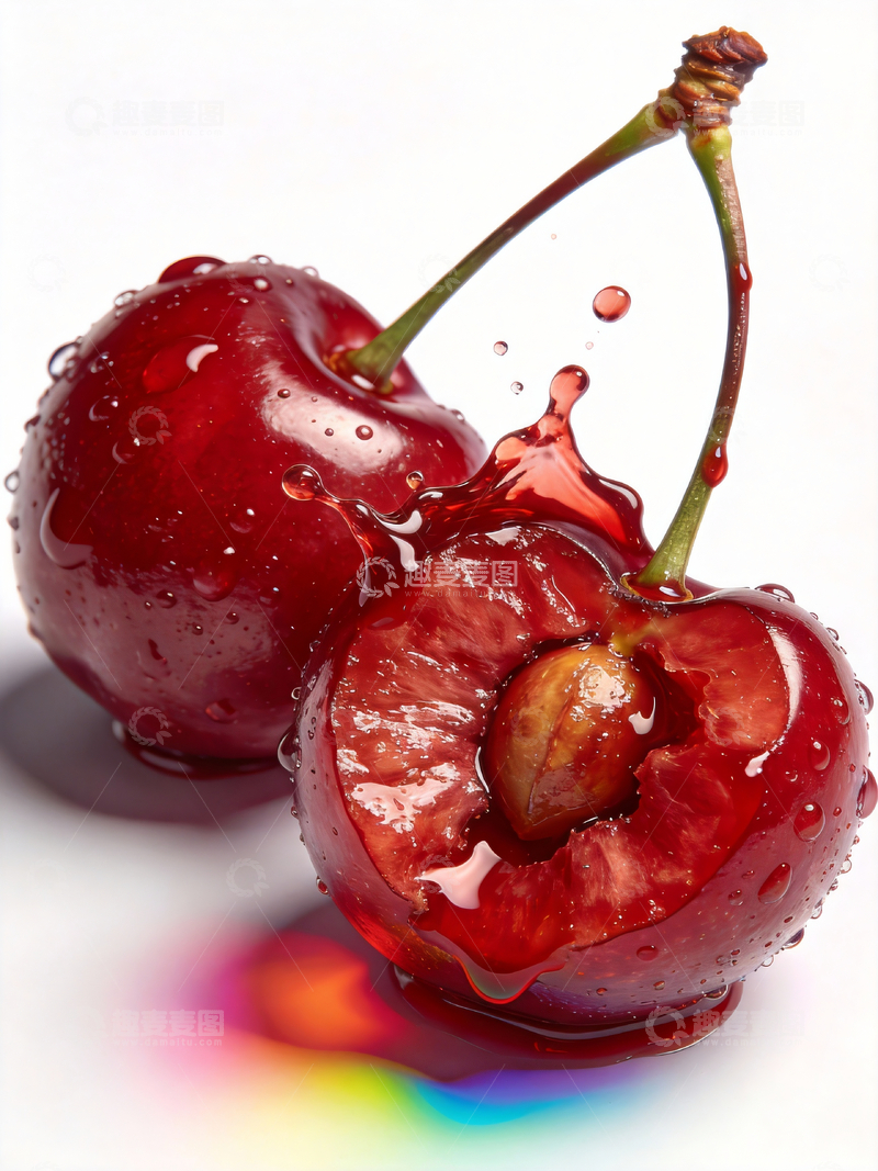 源文件下载【趣麦麦图】写实风格樱桃切面4
