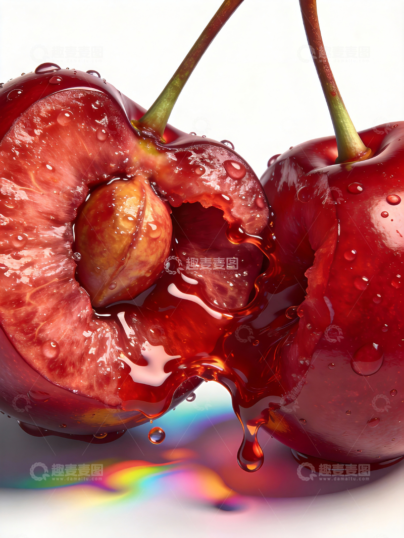 源文件下载【趣麦麦图】写实风格樱桃切面3