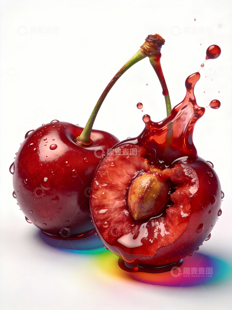 源文件下载【趣麦麦图】写实风格樱桃切面2
