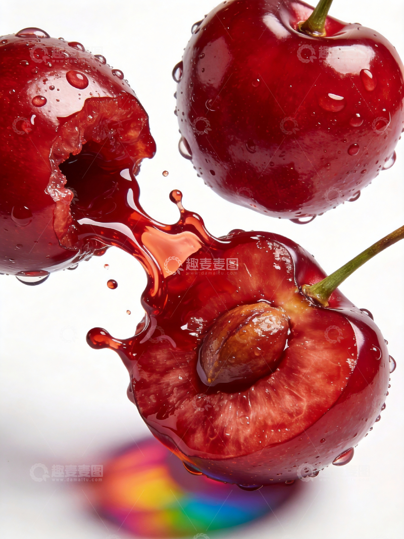 源文件下载【趣麦麦图】写实风格樱桃切面1