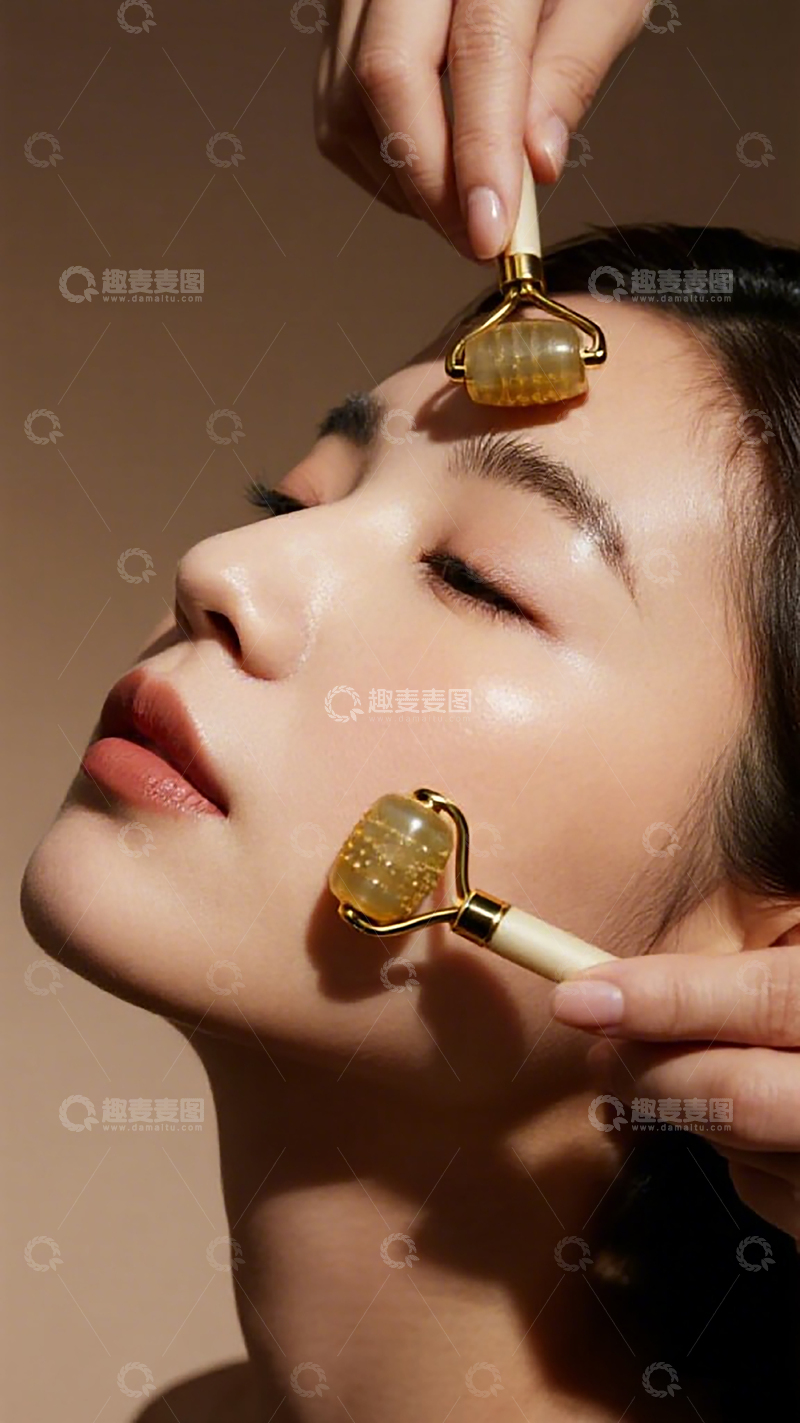 高清大图下载【趣麦麦图】美容护肤面部按摩工具使用