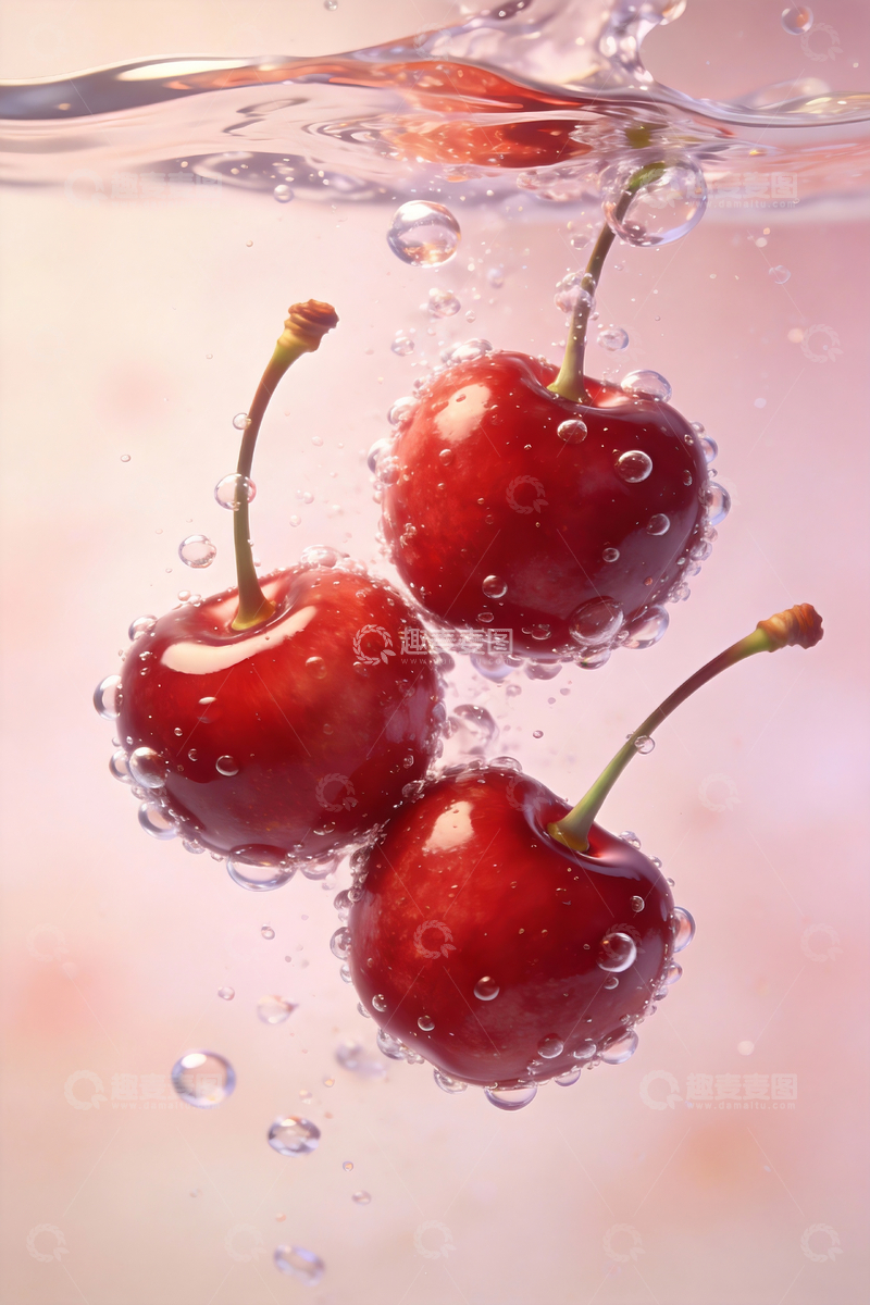 源文件下载【趣麦麦图】掉入水中的樱桃1