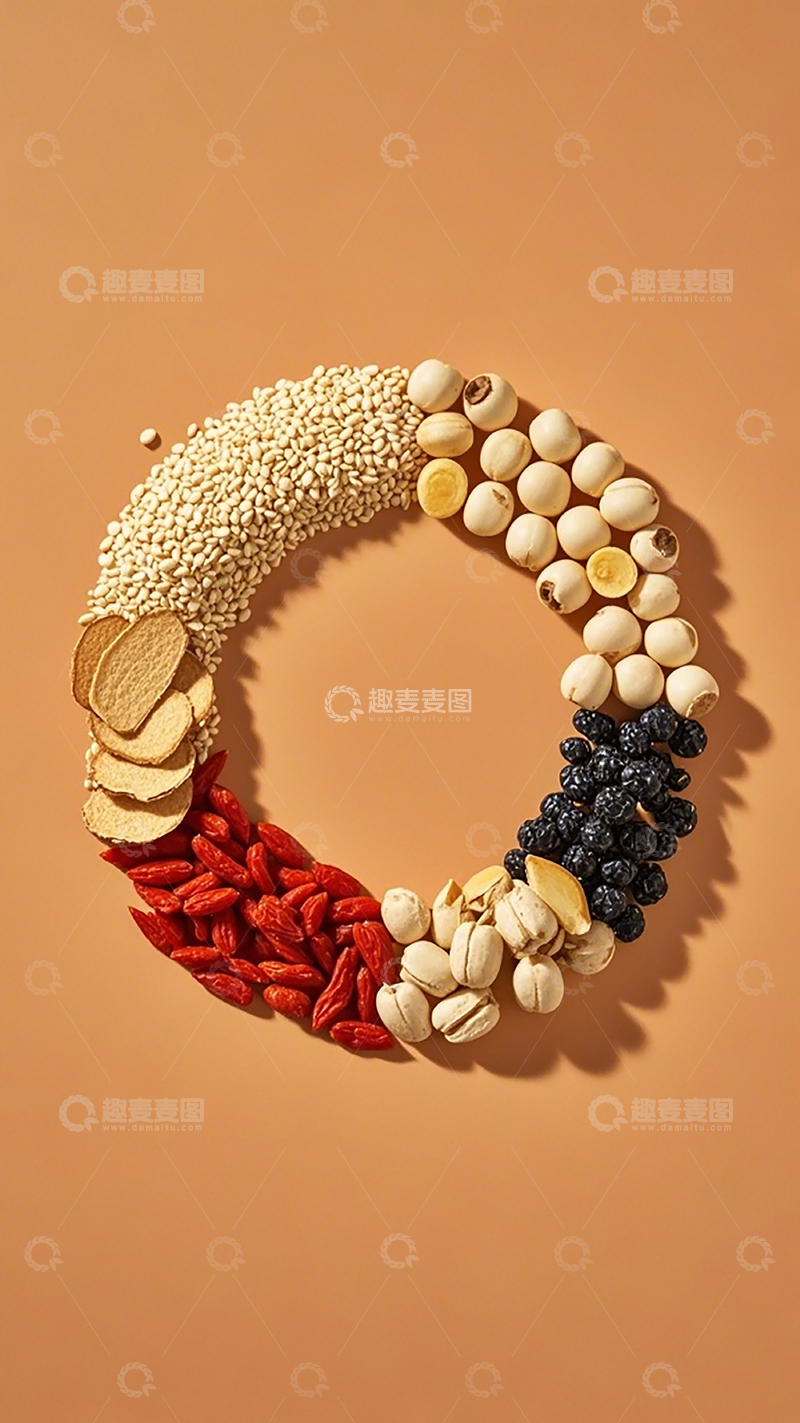 高清大图下载【趣麦麦图】环形坚果干果拼贴艺术