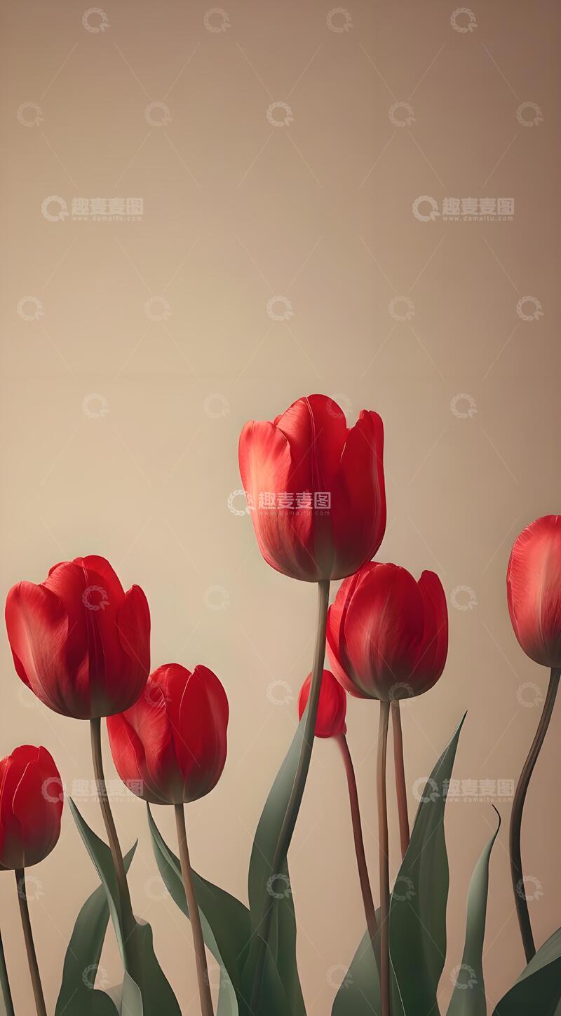 高清大图下载【趣麦麦图】治愈系郁金香鲜花壁纸高级感