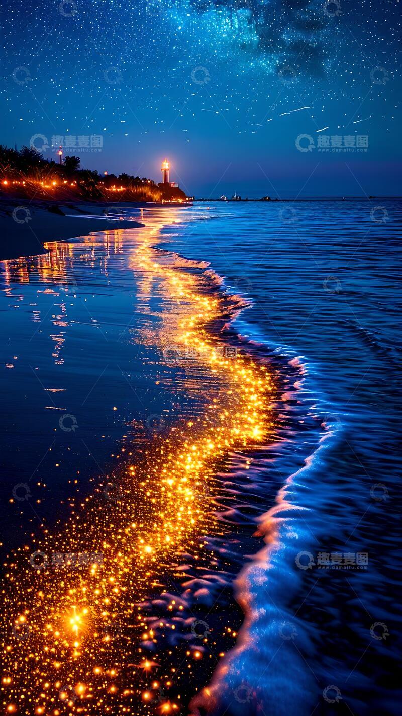 高清大图下载【趣麦麦图】治愈系自然风景蓝金色海浪ins风