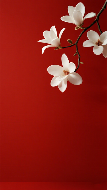 红白玉兰装饰画