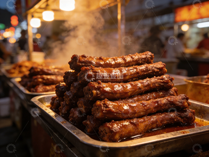 高清大图下载【趣麦麦图】夜市美食烤排骨