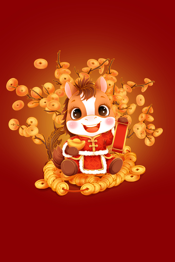 2026卡通马年新年喜庆插画