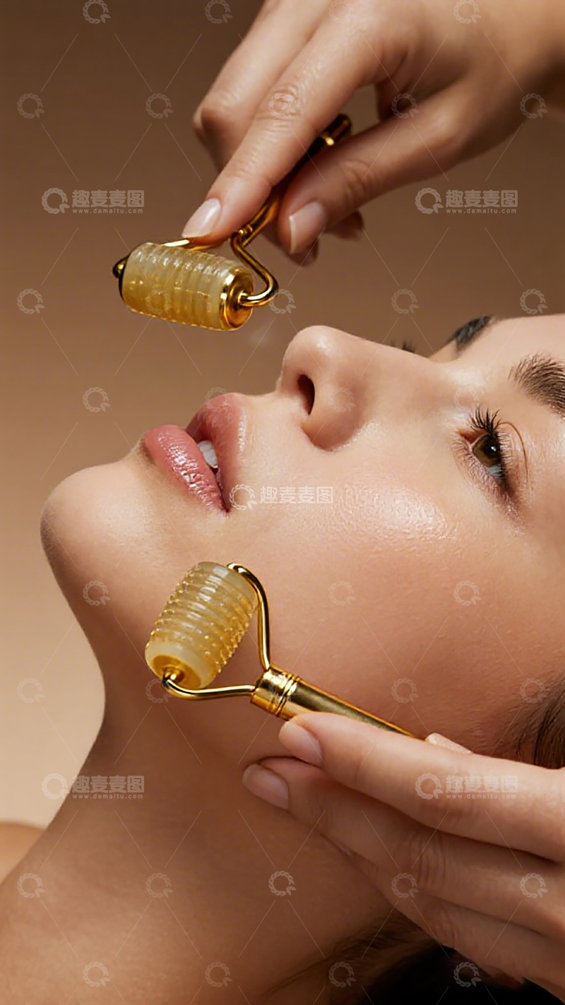 高清大图下载【趣麦麦图】美容护肤按摩器使用示范