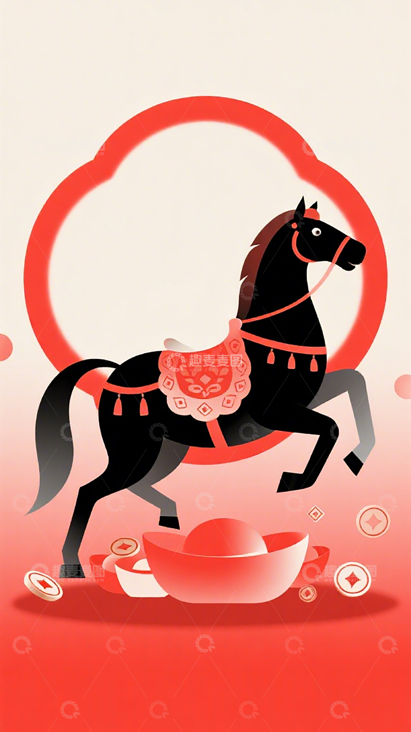 高清大图下载【趣麦麦图】抽象马图形设计元素