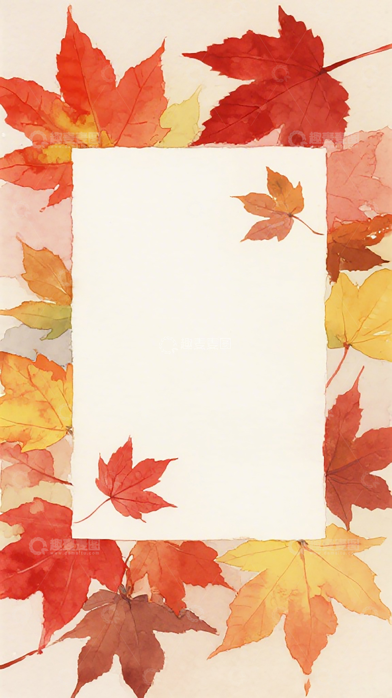高清大图下载【趣麦麦图】秋日枫叶边框设计素材