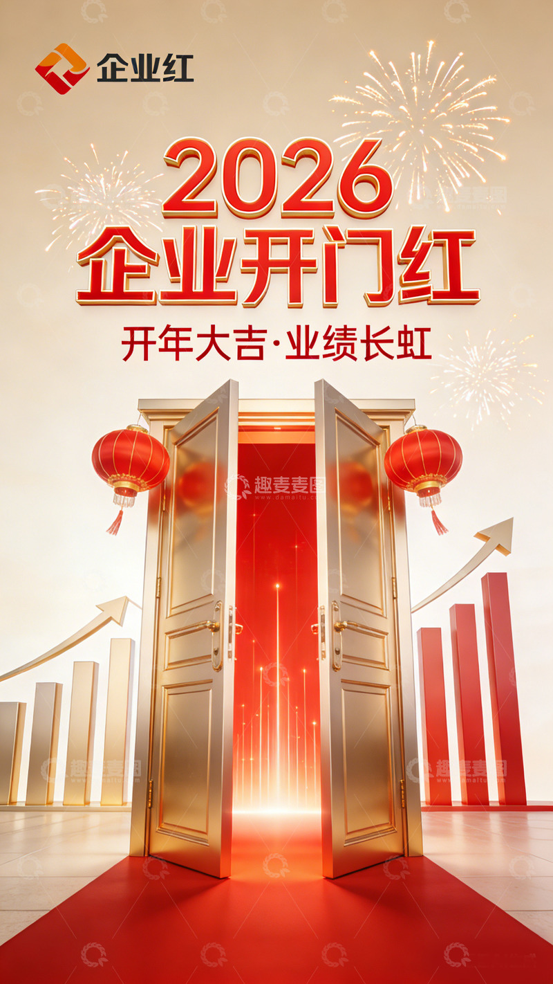 高清大图下载【趣麦麦图】2026企业开门红宣传海报