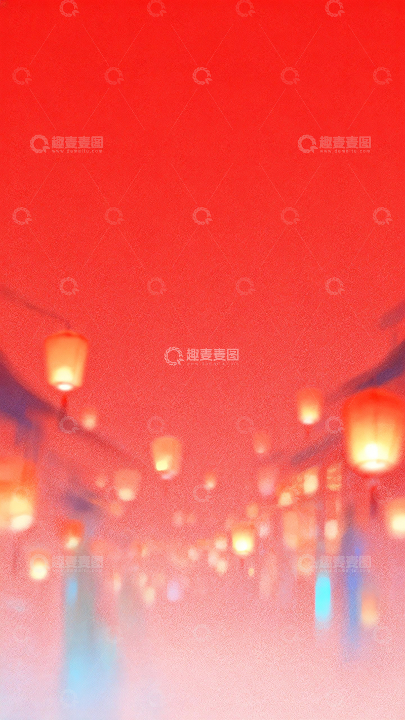 源文件下载【趣麦麦图】梦幻风格灯笼背景2