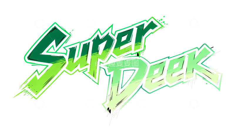 高清大图下载【趣麦麦图】潮酷街头风・渐变绿涂鸦艺术字6
