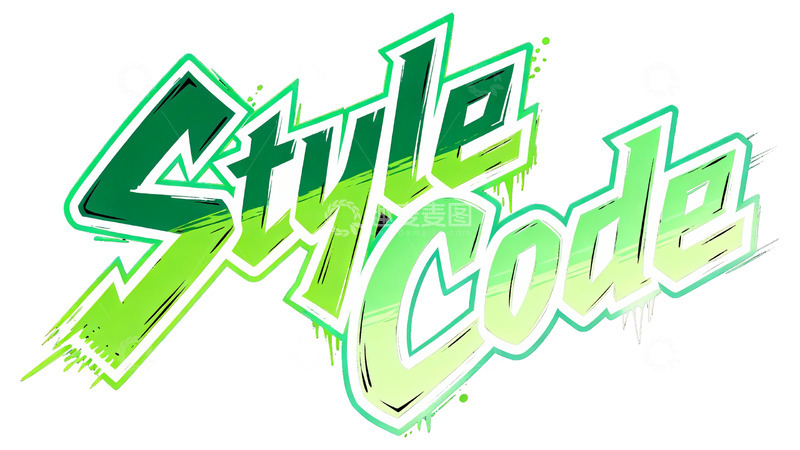 高清大图下载【趣麦麦图】潮酷街头风・渐变绿涂鸦艺术字3