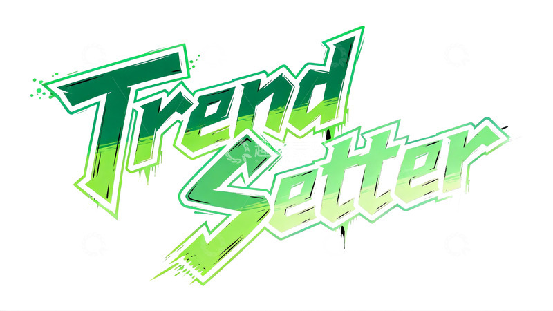 高清大图下载【趣麦麦图】潮酷街头风・渐变绿涂鸦艺术字7