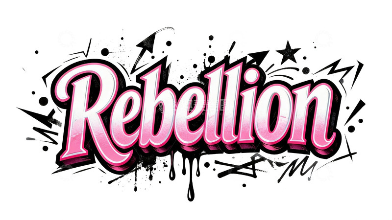 高清大图下载【趣麦麦图】甜酷街头风・粉白渐变涂鸦艺术字4