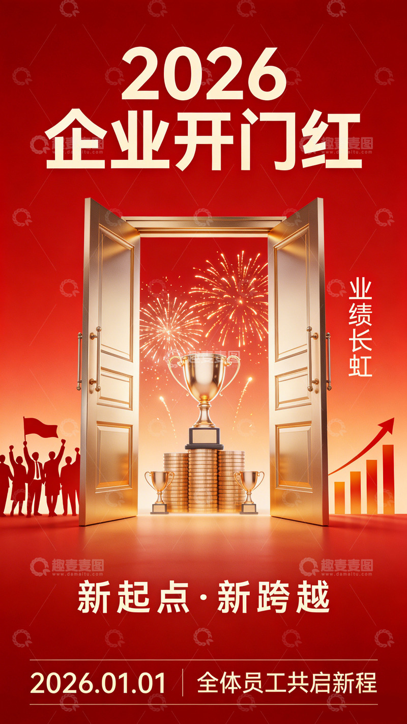 高清大图下载【趣麦麦图】2026企业开门红宣传海报设计