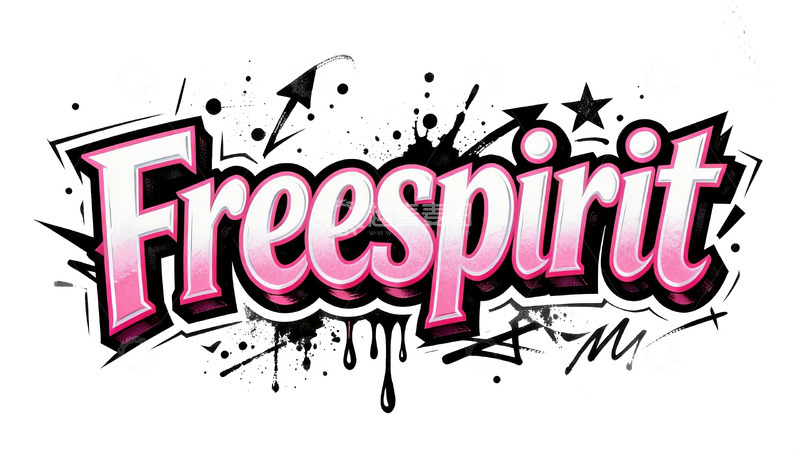 高清大图下载【趣麦麦图】甜酷街头风・粉白渐变涂鸦艺术字5