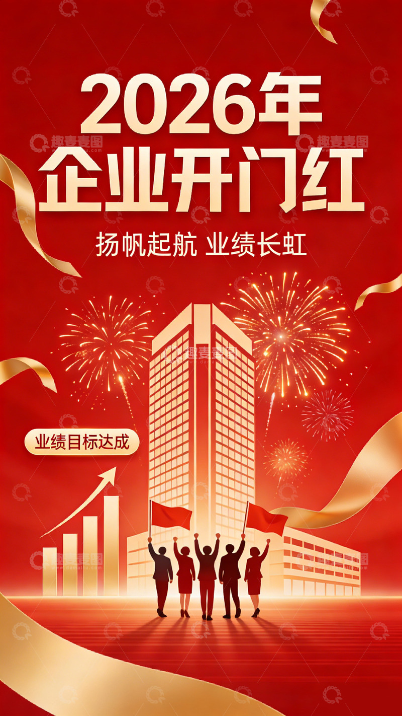 高清大图下载【趣麦麦图】2026企业开门红海报设计