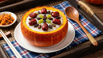 南瓜八宝饭美食摄影图片