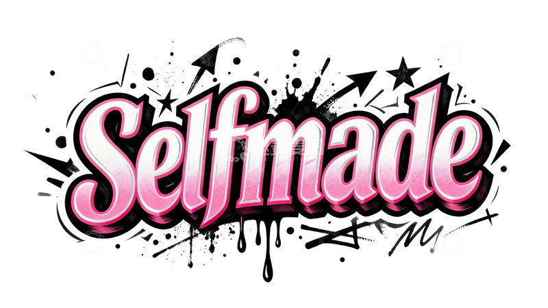 高清大图下载【趣麦麦图】甜酷街头风・粉白渐变涂鸦艺术字1