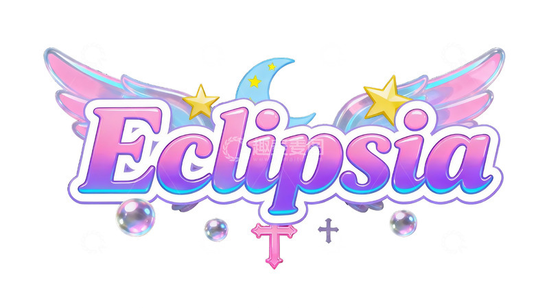 高清大图下载【趣麦麦图】梦幻天使风立体英文艺术字4