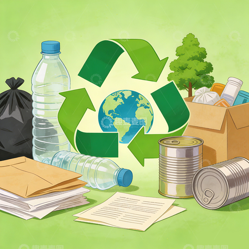 高清大图下载【趣麦麦图】环保回收主题插画素材